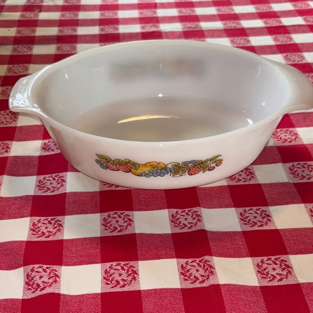 Fire King White Bowl with Fruit Motif